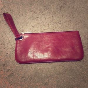 Red hobo large leather  wristlet